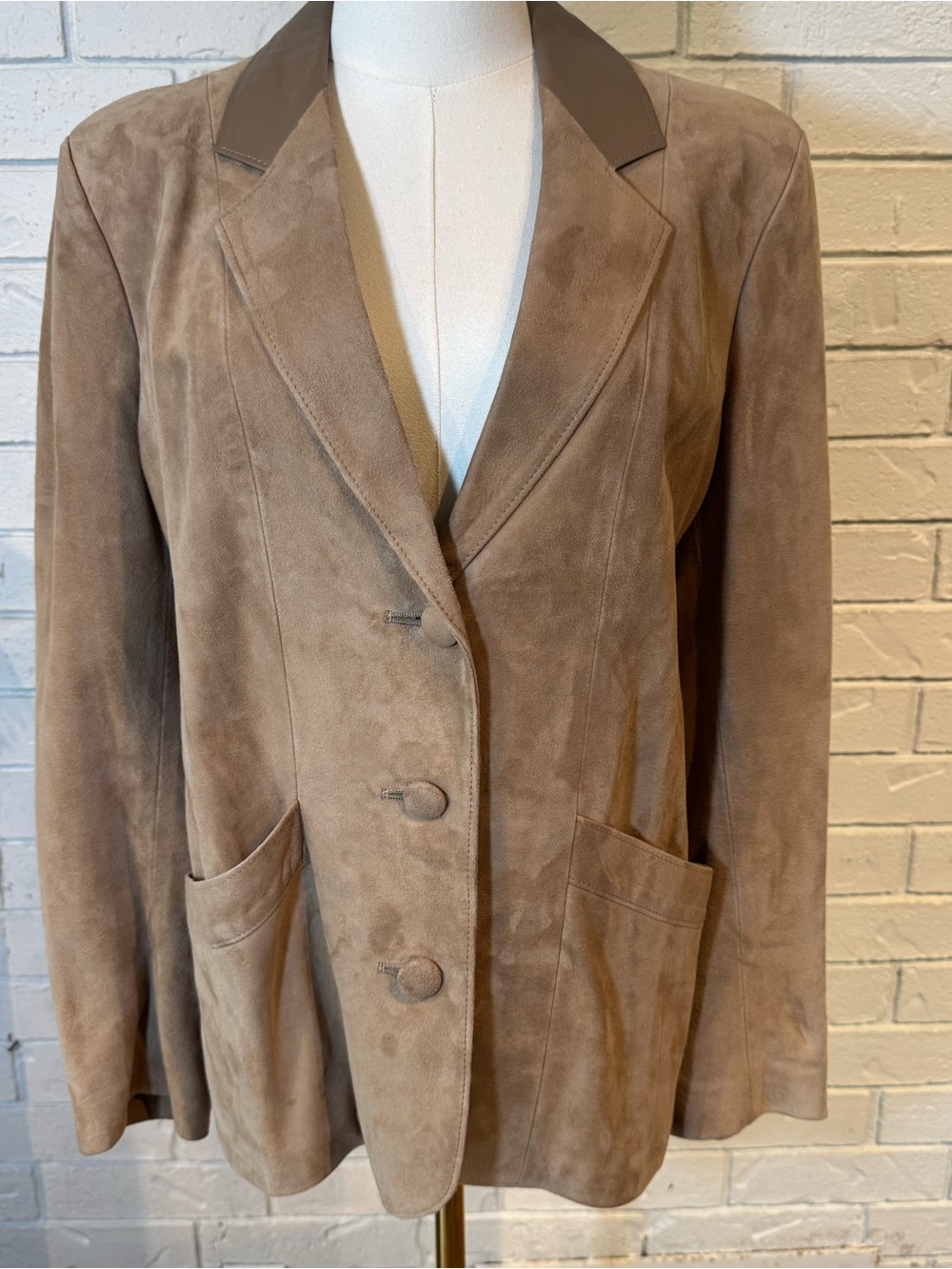 Vintage 80s 90s Skin Things Tan Suede Blazer Jacket Womens 10